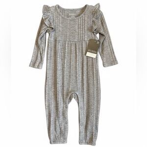 Baby Girl Okie-Dokie Rib Knit Long Sleeve Ruffled Jumpsuit Size 12 Months NWT